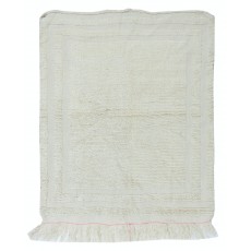 Vintage Anatolian "Tulu" Rug in Solid Beige, 100% Natural Wool, Minimalist Small Carpet
