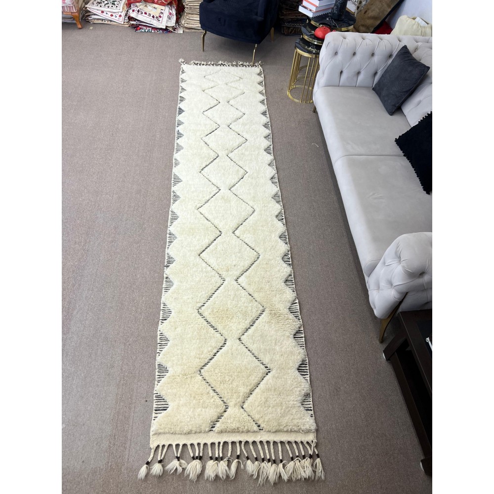 Modern Hand Knotted Tulu Runner Rug for Hallway, Stair and Kitchen. Custom Options Available