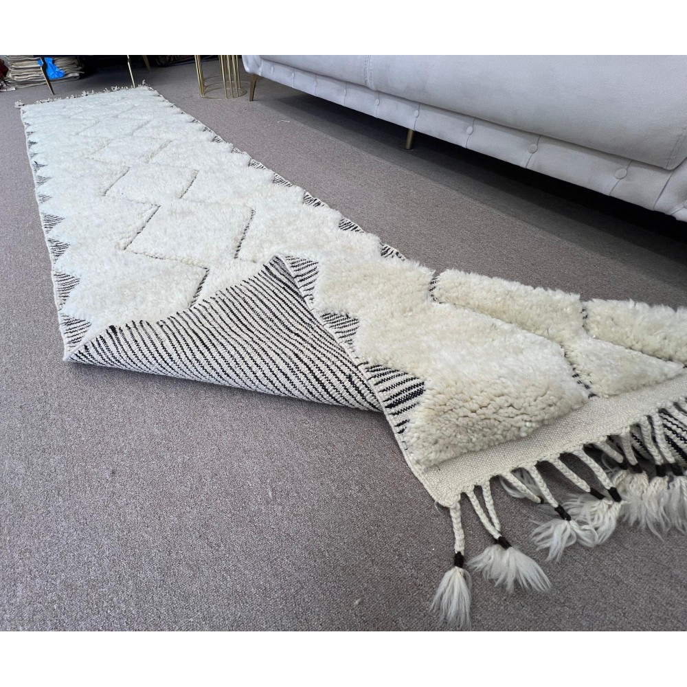 Modern Hand Knotted Tulu Runner Rug for Hallway, Stair and Kitchen. Custom Options Available