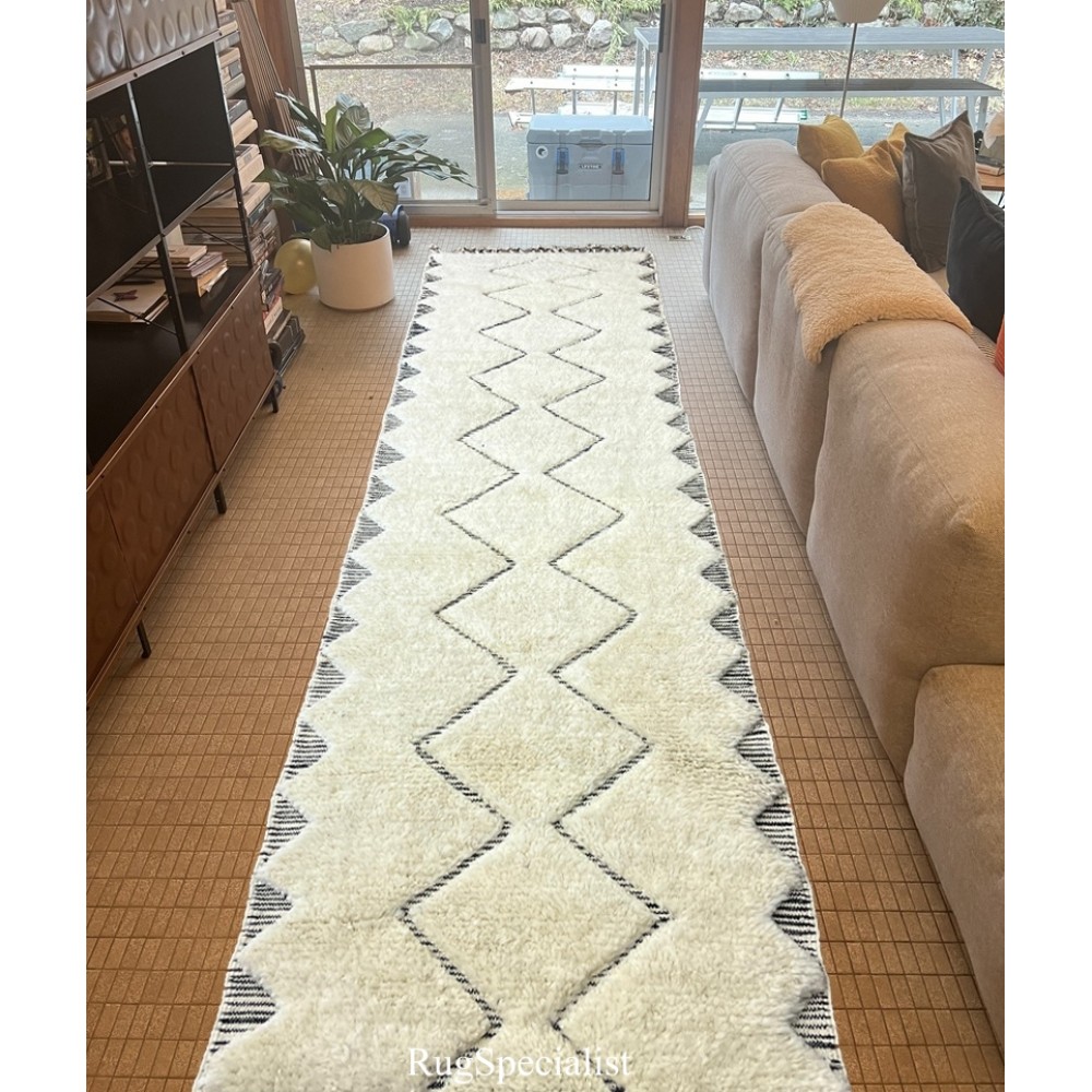 Modern Hand Knotted Tulu Runner Rug for Hallway, Stair and Kitchen. Custom Options Available