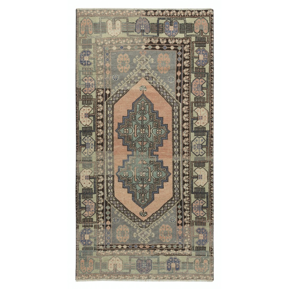 Vintage Handmade Turkish Oriental Rug for Country Homes, Rustic & Tribal Interiors. 100% Wool