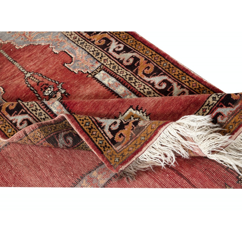 Handmade Turkish Prayer Rug. Ramadan Gift. Vintage Red Color Prayer Mat. 100% Wool