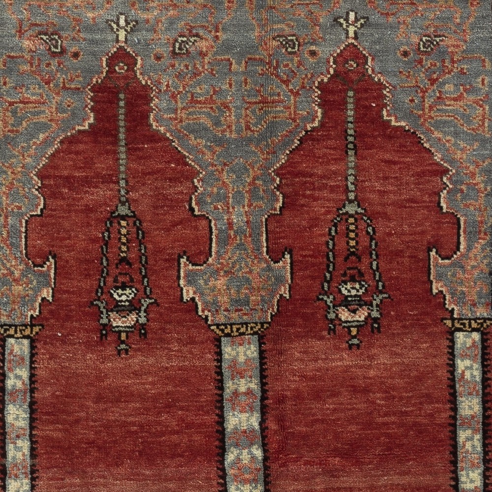 Handmade Turkish Prayer Rug. Ramadan Gift. Vintage Red Color Prayer Mat. 100% Wool