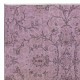 Vintage Handmade Bohemian Style Area Rug redyed in Purple Color for contemporary interiors