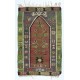 Hand-Woven Turkish Small Kilim. 100% Wool. Vintage Flat-Weave Prayer Rug