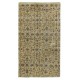 Handmade Floral Patterned Turkish Accent Rug in Yellow Color