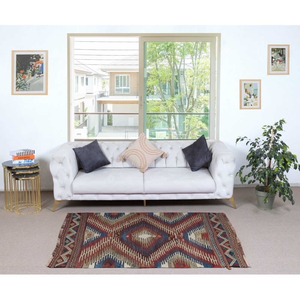 Vintage Afyon Dazkiri Kilim Rug, West Central Anatolia, Ca 1960
