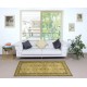 Handmade Floral Patterned Turkish Rug in Yellow Color, Contemporary Anti-bacterial Floor Covering