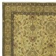 Handmade Floral Patterned Turkish Rug in Yellow Color, Contemporary Anti-bacterial Floor Covering