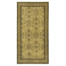 Handmade Floral Patterned Turkish Rug in Yellow Color, Contemporary Anti-bacterial Floor Covering