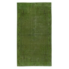 Contemporary Handmade Turkish Accent Rug in Green Color