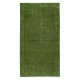 Contemporary Handmade Turkish Accent Rug in Green Color
