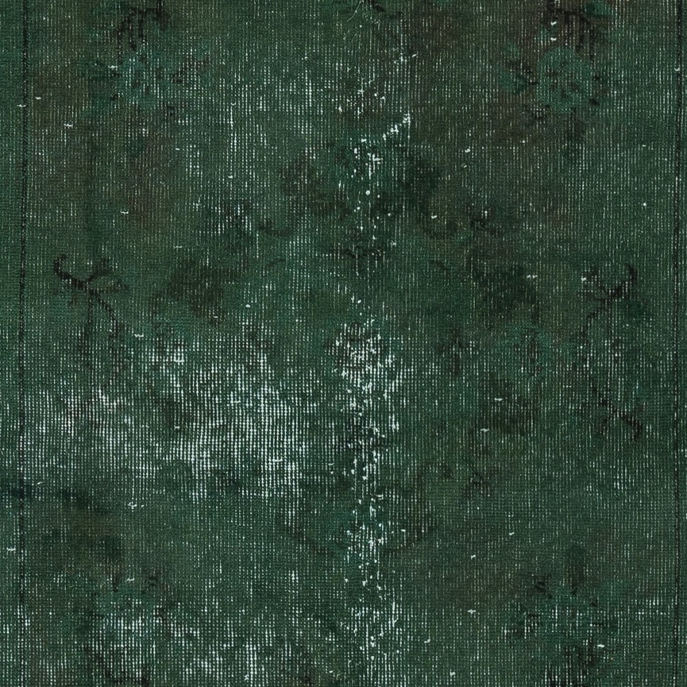 Contemporary Handmade Turkish Accent Rug in Dark Green. Woolen Floor Covering