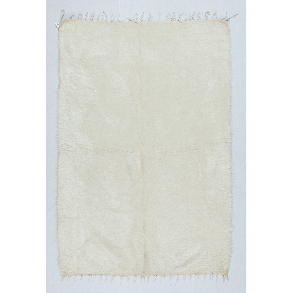 Flat-weave Wool Kilim Rug, Plain Cream Blanket, New Bedspread, Kurdish Tablecloth