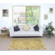 One of a pair Handmade Yellow Color Turkish Wool Rug with Art Deco Design