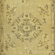 One of a pair Handmade Yellow Color Turkish Wool Rug with Art Deco Design