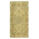 One of a pair Handmade Yellow Color Turkish Wool Rug with Art Deco Design