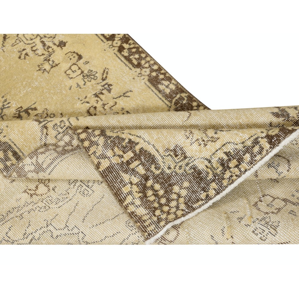 Contemporary Handmade Turkish Area Rug in Yellow with Medallion Design