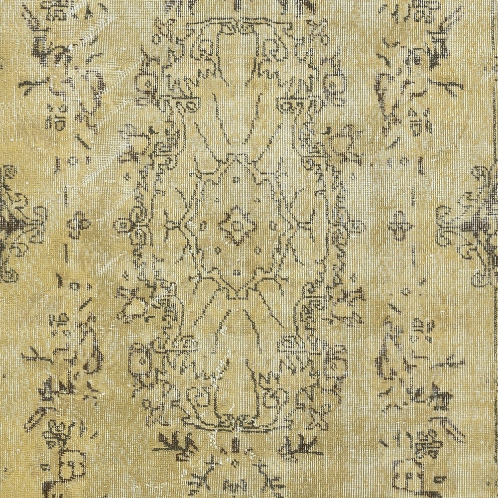 Contemporary Handmade Turkish Area Rug in Yellow with Medallion Design