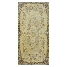 Contemporary Handmade Turkish Area Rug in Yellow with Medallion Design