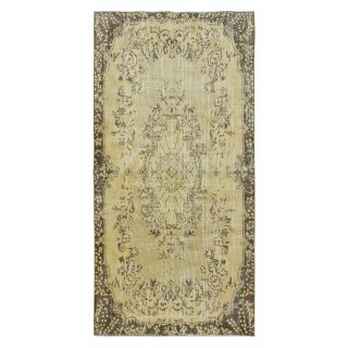 Contemporary Handmade Turkish Area Rug in Yellow with Medallion Design