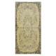 Contemporary Handmade Turkish Area Rug in Yellow with Medallion Design