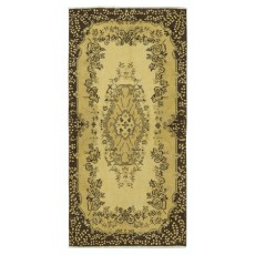 Modern Area Rug Over-Dyed in Yellow, Hand Knotted in Turkey