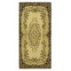 Modern Area Rug Over-Dyed in Yellow, Hand Knotted in Turkey
