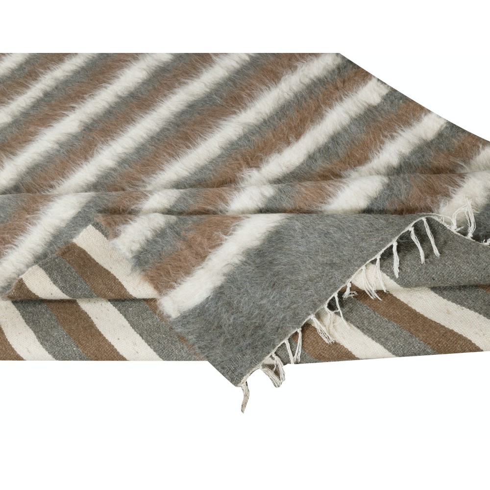 Flatweave Wool Kilim Rug. Kurdish Blanket. New Bed Cover. Striped Throw. Wall Hanging