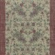 Vintage Handmade Beige Turkish Rug with Floral Design & Solid Red Border
