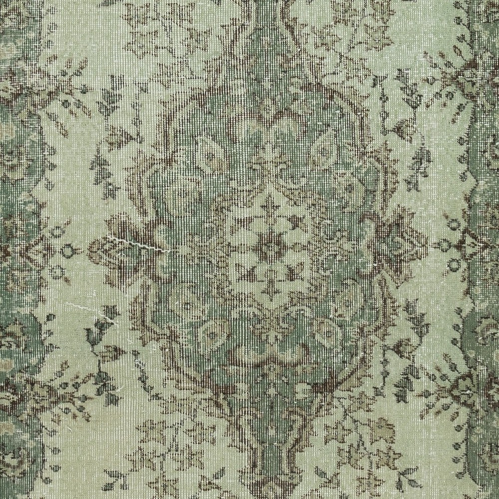Contemporary Handmade Turkish Accent Rug in Light Green Color, Woolen Floor Covering