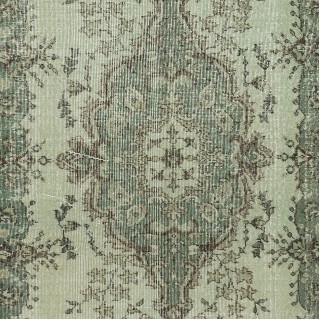 Contemporary Handmade Turkish Accent Rug in Light Green Color, Woolen Floor Covering