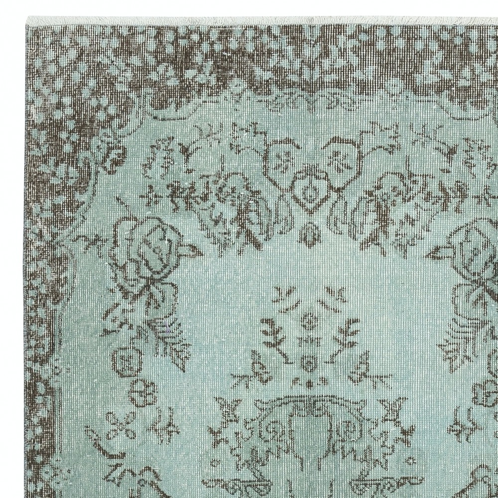 Modern Handmade Turkish Accent Rug for Entryway. Light Blue Color Kitchen Decor Rug