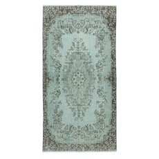 Modern Handmade Turkish Accent Rug for Entryway. Light Blue Color Kitchen Decor Rug