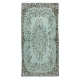 Modern Handmade Turkish Accent Rug for Entryway. Light Blue Color Kitchen Decor Rug