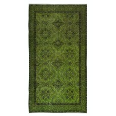 Green Accent Rug for Contemporary Interiors. Hand-Knotted in Turkey