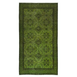 Green Accent Rug for Contemporary Interiors. Hand-Knotted in Turkey