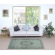 Blue Color Over-Dyed Small Rug. Handmade Turkish Accent Rug with Baroque Design