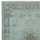 Blue Color Over-Dyed Small Rug. Handmade Turkish Accent Rug with Baroque Design
