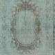 Blue Color Over-Dyed Small Rug. Handmade Turkish Accent Rug with Baroque Design