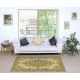 Modern Handmade Turkish Wool Area Rug in Yellow with Medallion Design