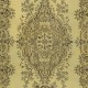 Modern Handmade Turkish Wool Area Rug in Yellow with Medallion Design