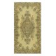 Modern Handmade Turkish Wool Area Rug in Yellow with Medallion Design