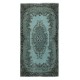 Modern Handmade Anti-Bacterial Turkish Accent Rug Re-Dyed in Blue. Woolen Floor Covering