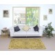 One of a pair Handmade Yellow Color Turkish Wool Rug with Art Deco Design