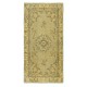 One of a pair Handmade Yellow Color Turkish Wool Rug with Art Deco Design