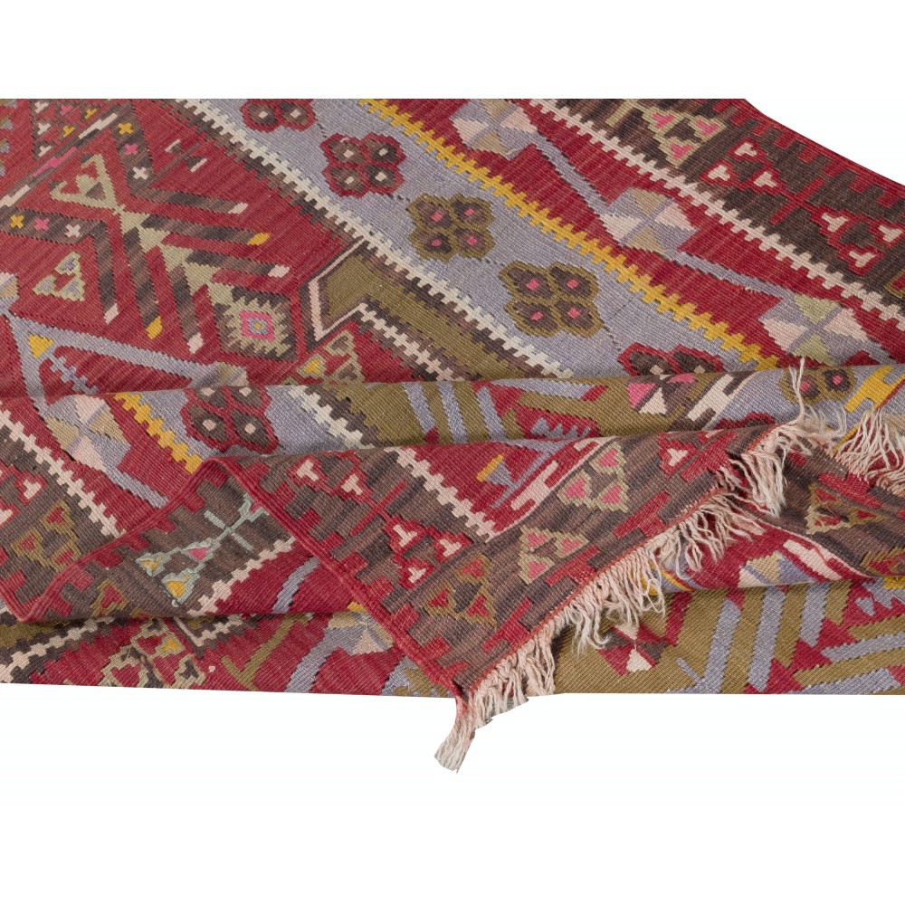 Hand-Woven Turkish Kilim. 100% Wool. Vintage Flat-Weave Rug
