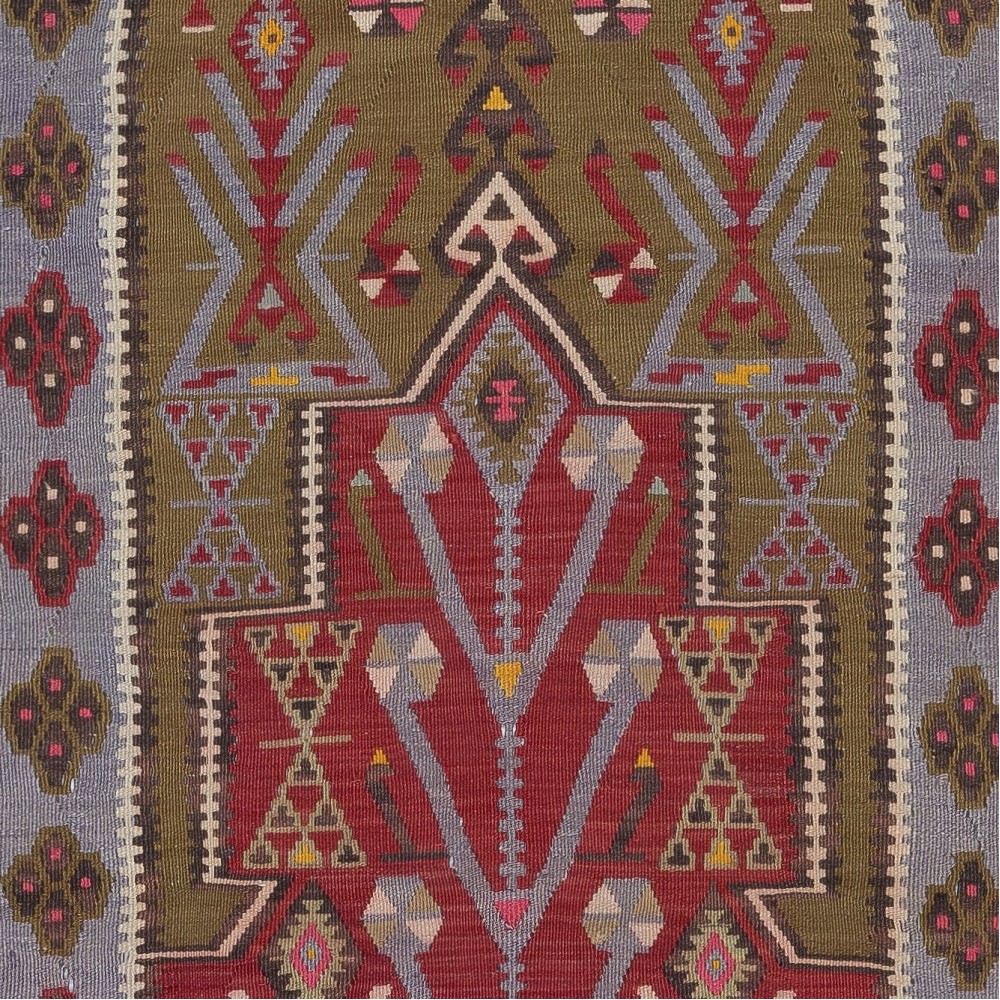 Hand-Woven Turkish Kilim. 100% Wool. Vintage Flat-Weave Rug