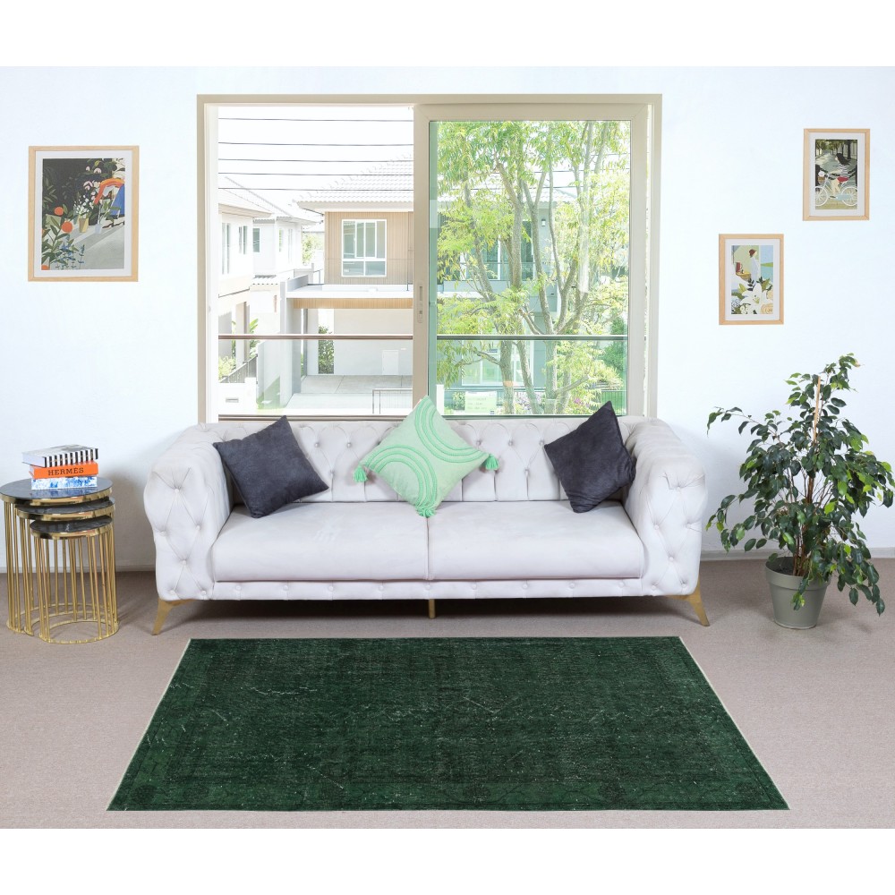Dark Green Handmade Accent Rug from Turkey. Great 4 Modern Interiors
