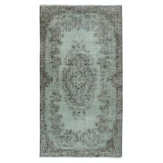 Modern Handmade Turkish Accent Rug for Entryway. Light Blue Color Kitchen Decor Rug